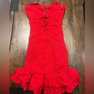 Blue Blush Red Tube Mini Dress